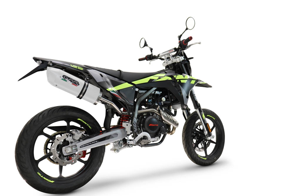 GPR escape compatible con  Fantic Motor XEF 125 2025-2026, Albus Ceramic, Escape homologaedo, legal para mercados fuera de la UE, incluido tubo de enlace y db killer extraíble 