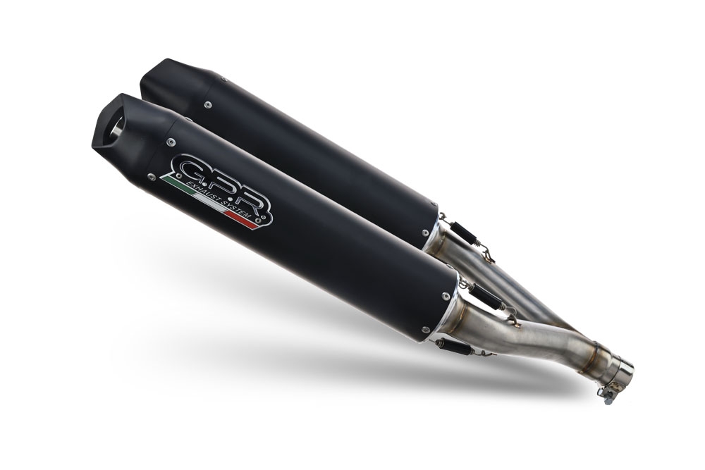 Escape compatible con Aprilia Shiver 750 Gt 2007-2016, Furore Nero, Par de terminales de escape homologados, con db killer extraíbles y tubos de conexión específicos 