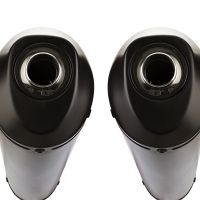 Escape compatible con Yamaha Bt Bulldog 1100 2002-2007, Ghisa , Par de terminales de escape homologados, con db killer extraíbles y tubos de conexión específicos 
