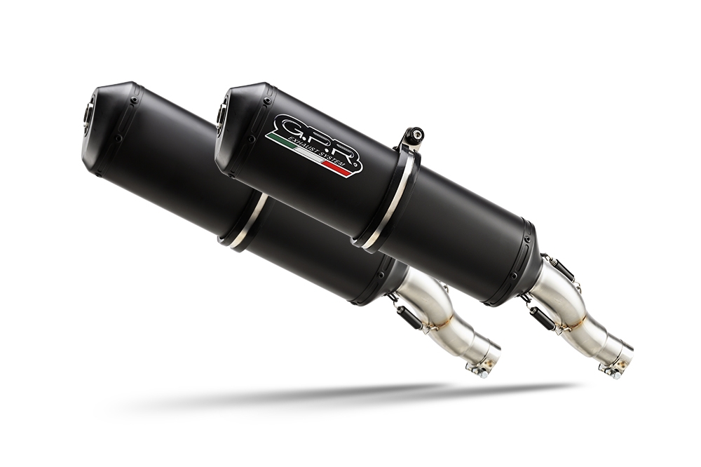 Escape compatible con Yamaha Bt Bulldog 1100 2002-2007, Ghisa , Par de terminales de escape homologados, con db killer extraíbles y tubos de conexión específicos 