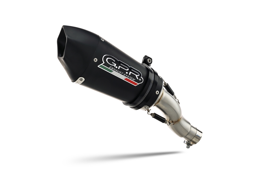 Escape compatible con Aprilia RS 457 2024-2025, Gpe Ann. Black titanium, Escape homologaedo, legal para mercados fuera de la UE, incluido tubo de enlace y db killer extraíble 