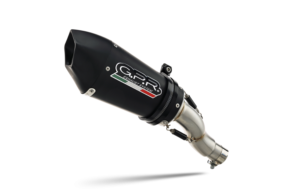 Escape compatible con Triumph Daytona 660 2023-2025, Gpe Ann. Black titanium, Escape completo homologado y legal, incluido db killer extraíble 