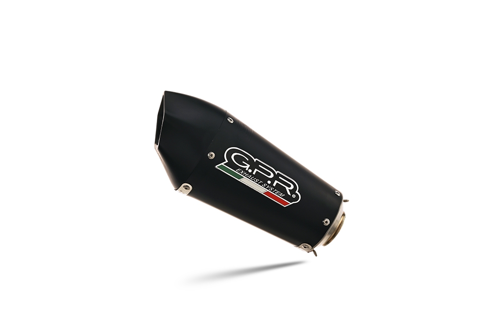 Escape compatible con Aprilia RS 457 2024-2025, Gpe Ann. Black titanium, Escape homologaedo, legal para mercados fuera de la UE, incluido tubo de enlace y db killer extraíble 