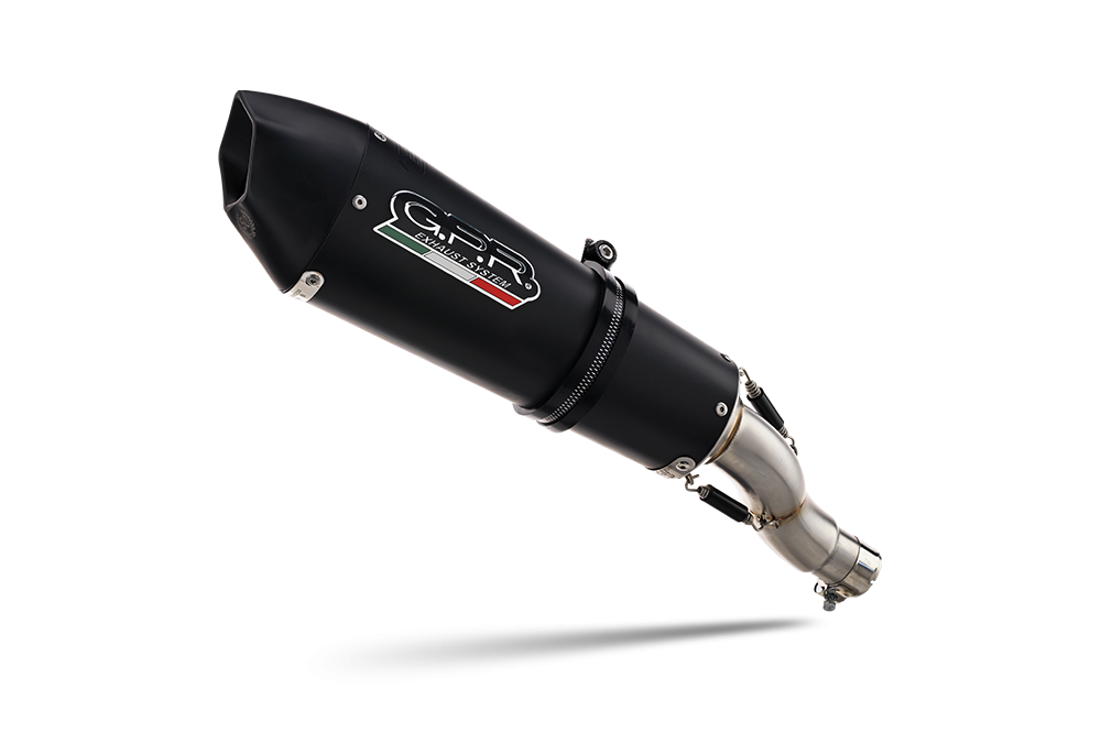 Escape compatible con Bmw F 900 XR-R 2020-2025, GP Evo4 Black Titanium, Escape legal, homologado, silenciador con db killer desmontable y tubo de conexión específico 