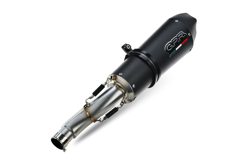 Escape compatible con Bmw F 800 GS Adventure 2016-2018, GP Evo4 Black Titanium, Escape legal, homologado, silenciador con db killer desmontable y tubo de conexión específico 