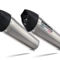 Escape compatible con Aprilia Shiver 750 Gt 2007-2016, Gpe Ann. titanium, Par de terminales de escape homologados, con db killer extraíbles y tubos de conexión específicos 