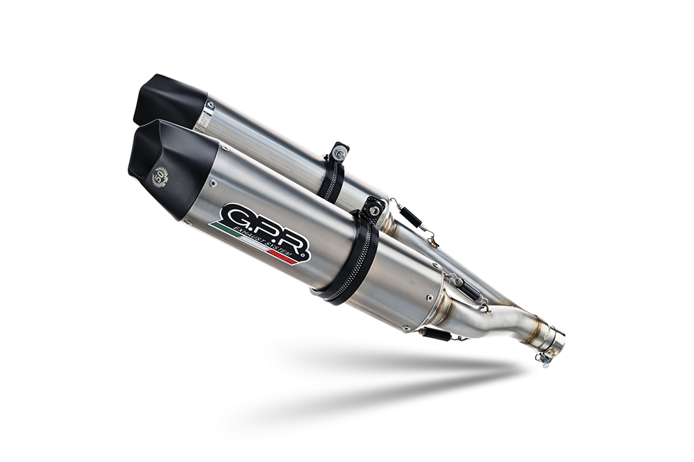 Escape compatible con Aprilia Shiver 750 Gt 2007-2016, Gpe Ann. titanium, Par de terminales de escape homologados, con db killer extraíbles y tubos de conexión específicos 