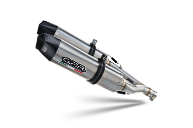 Escape compatible con Aprilia Dorsoduro 750 2008-2016, Gpe Ann. titanium, Doble escape racing, con tubos de conexión, artículo sin homologación 