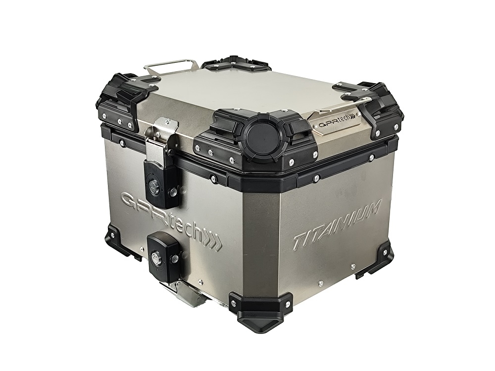 GPR TECH BAUL EN TITANIO ALPI-TECH 35 LT. Baúl superior Top Case de Titanio color natural con placa universal incluida Capacidad Litros 35