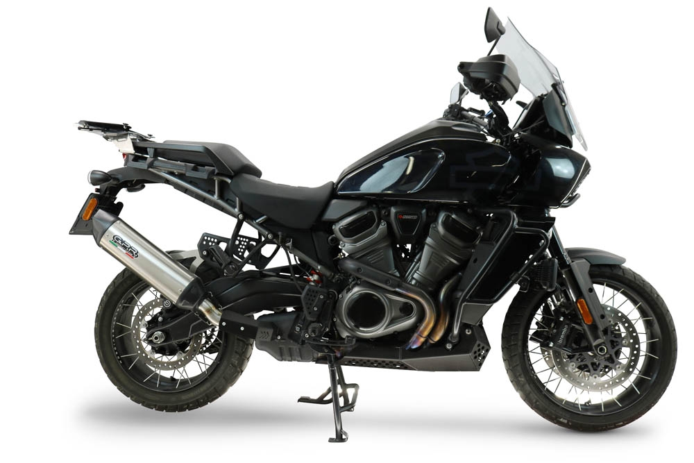 GPR escape compatible con Harley Davidson Pan America 1250 2020-2024, Furore-X Titanio, Escape legal, homologado, silenciador con db killer desmontable y tubo de conexión específico 