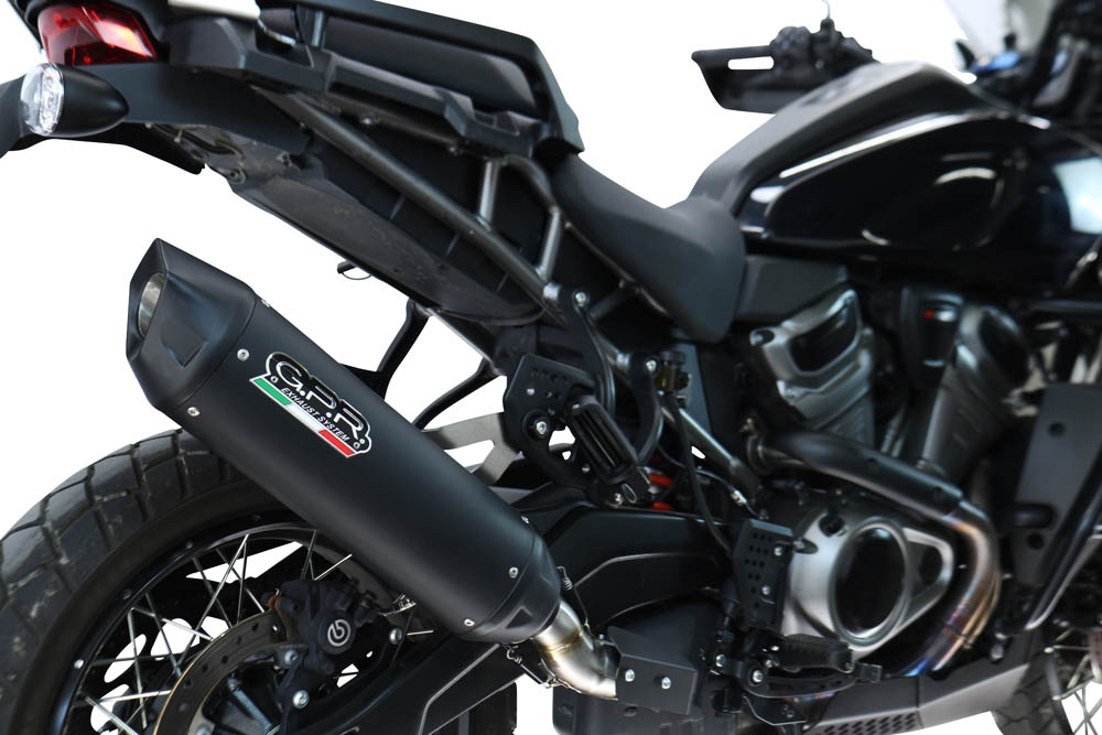 GPR escape compatible con Harley Davidson Pan America 1250 2020-2024, Furore-X Titanio Nero, Escape legal, homologado, silenciador con db killer desmontable y tubo de conexión específico 