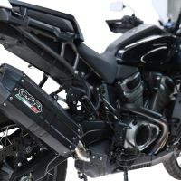 GPR escape compatible con Harley Davidson Pan America 1250 2020-2024, Hyper Sonic Black Titanium, Escape legal, homologado, silenciador con db killer desmontable y tubo de conexión específico 