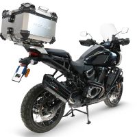 GPR escape compatible con Harley Davidson Pan America 1250 2020-2024, Hyper Sonic Black Titanium, Escape legal, homologado, silenciador con db killer desmontable y tubo de conexión específico 