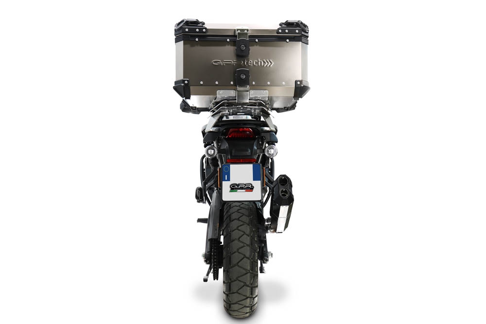 GPR escape compatible con Harley Davidson Pan America 1250 2020-2024, Hyper Sonic Black Titanium, Escape legal, homologado, silenciador con db killer desmontable y tubo de conexión específico 