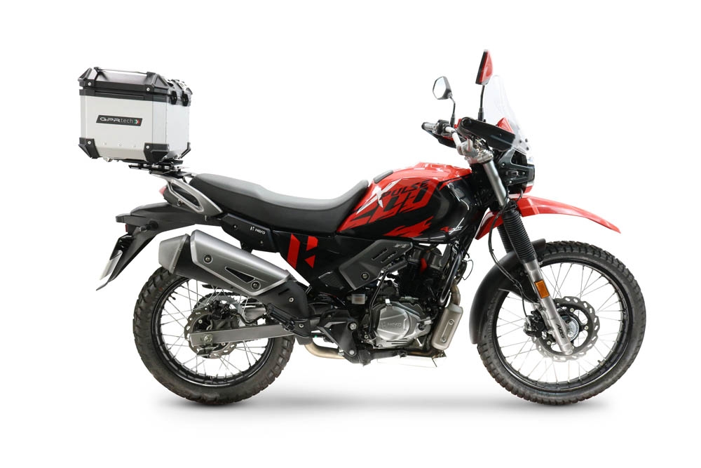 Baúl GPR TECH compatible con  Hero Xpulse 200 BS6 4V 2021/2024 E5 Baúl Alpi-Tech en aluminio color plata con placa específica incluida Capacidad Litros 26