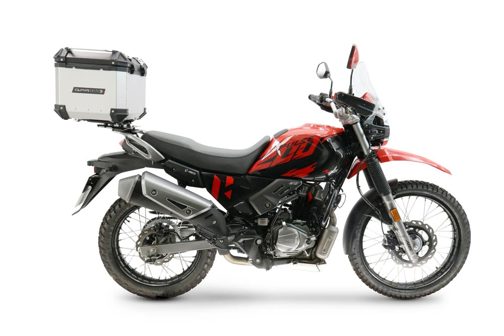 Baúl GPR TECH compatible con  Hero Xpulse 200 BS6 4V 2021/2024 E5 Baúl Alpi-Tech en aluminio color plata con placa específica incluida Capacidad Litros 35