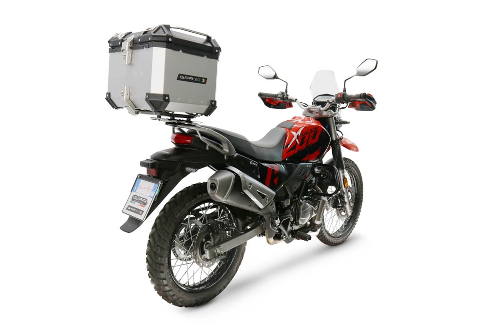 Baúl GPR TECH compatible con  Hero Xpulse 200 BS6 4V 2021/2024 E5 Baúl Alpi-Tech en aluminio color plata con placa específica incluida Capacidad Litros 35
