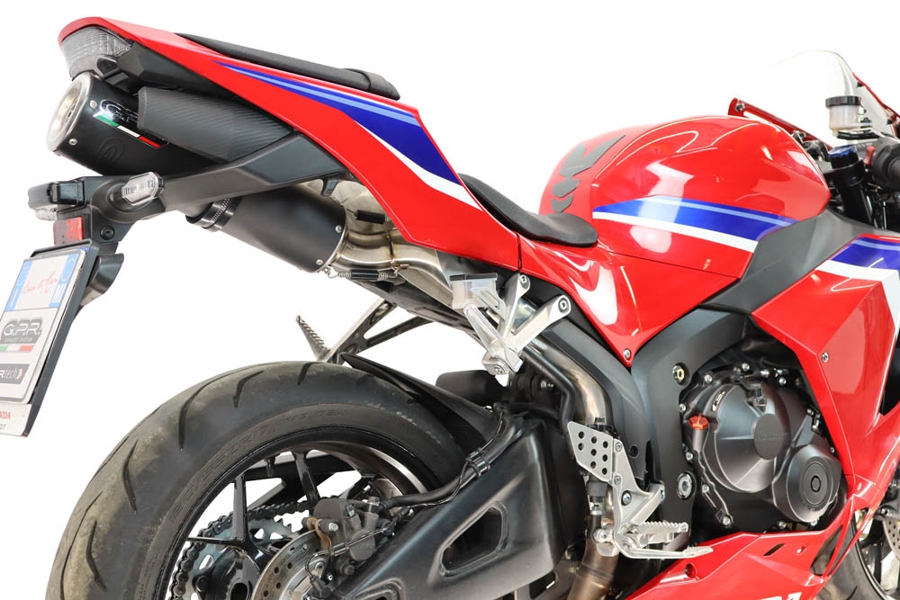 GPR escape compatible con Honda Cbr 600 Rr  2024-2026, M3 Black Titanium, Escape homologado, legal, con db killer extraíble, tubo de conexión y catalizador 