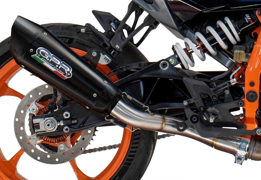 Escape compatible con Husqvarna Svartpilen 250 2024-2025, GP-Revo Black Titanium, Escape legal, homologado, silenciador con db killer desmontable y tubo de conexión específico 