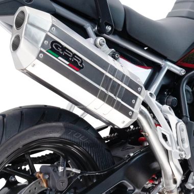 Escape compatible con Aprilia Caponord 1200 2013-2016, Hyper Sonic Inox, Escape legal, homologado, silenciador con db killer desmontable y tubo de conexión específico 