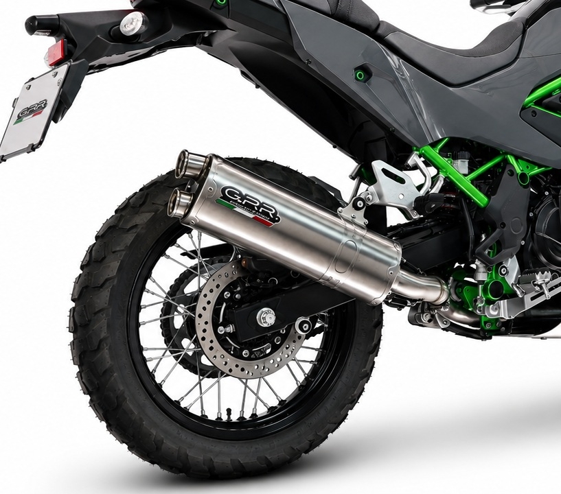 GPR escape compatible con Kawasaki KLE 500 2026-2027, Dual Inox, Escape racing, silencioso con tubo de conexión 