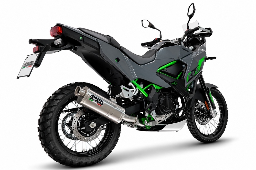 GPR escape compatible con Kawasaki KLE 500 2026-2027, Dune Triovale Titanio, Escape legal, homologado, silenciador con db killer desmontable y tubo de conexión específico 