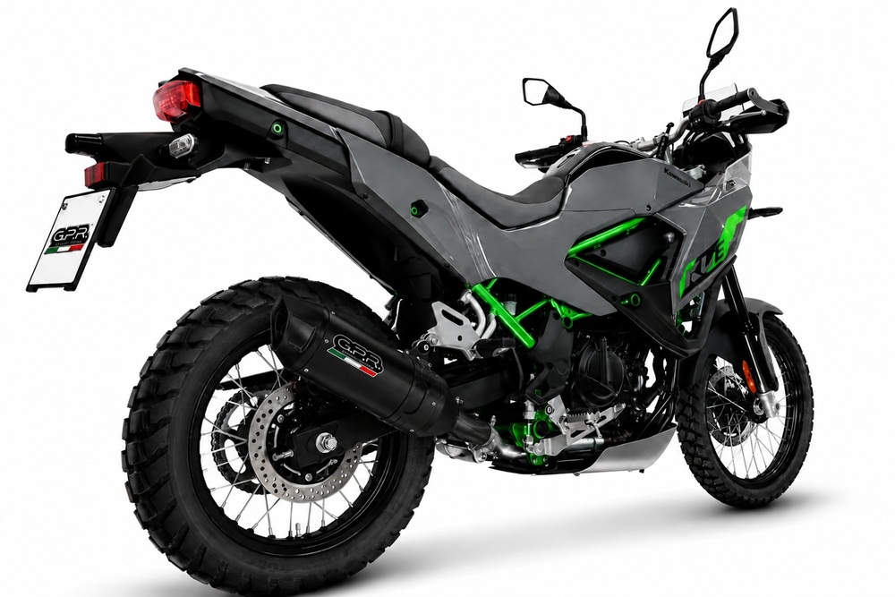 GPR escape compatible con Kawasaki KLE 500 2026-2027, Furore-X Titanio Nero, Escape legal, homologado, silenciador con db killer desmontable y tubo de conexión específico 