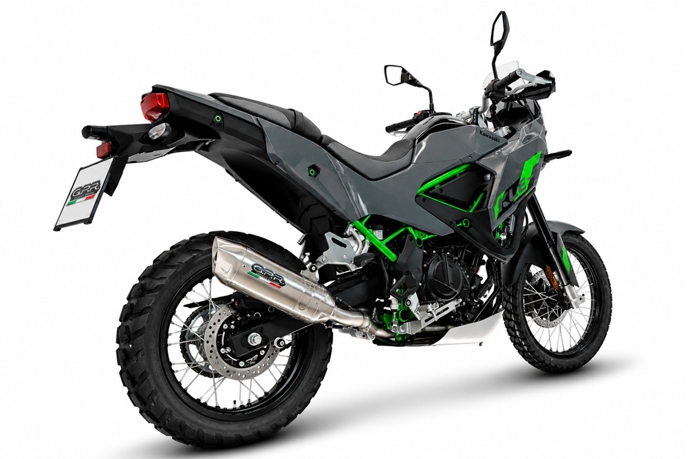 GPR escape compatible con Kawasaki KLE 500 2026-2027, Furore-X Acciaio Inox, Escape legal, homologado, silenciador con db killer desmontable y tubo de conexión específico 