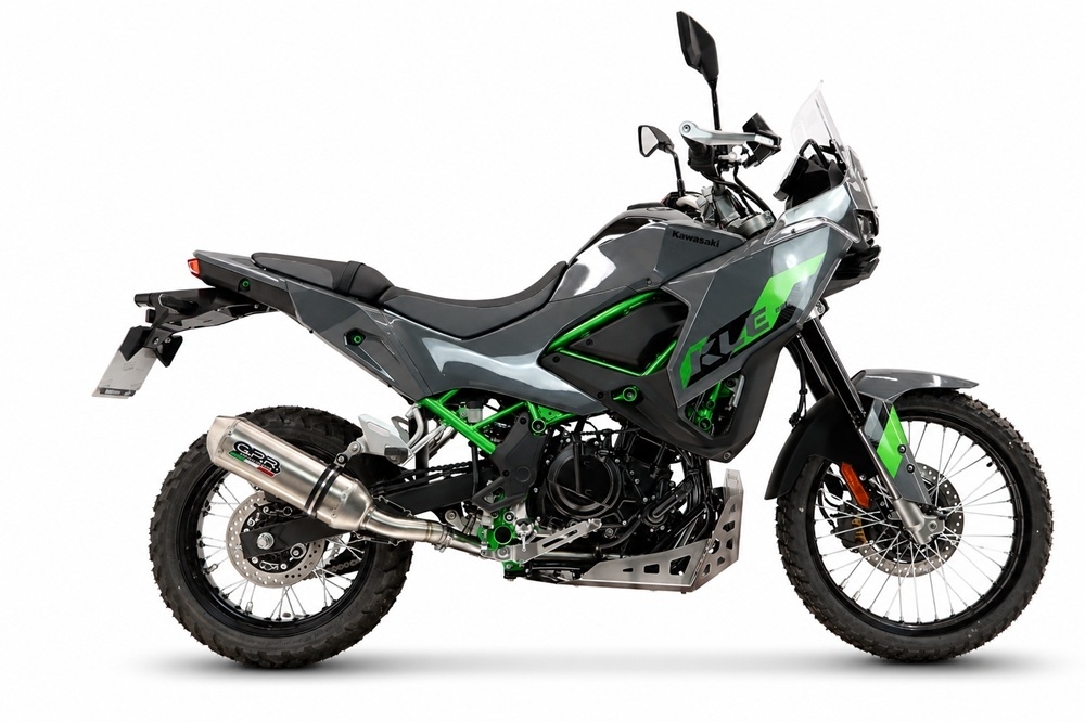 GPR escape compatible con Kawasaki KLE 500 2026-2027, PENTA ADVENTURE FULL TITANIUM, Escape legal, homologado, silenciador con db killer desmontable y tubo de conexión específico 