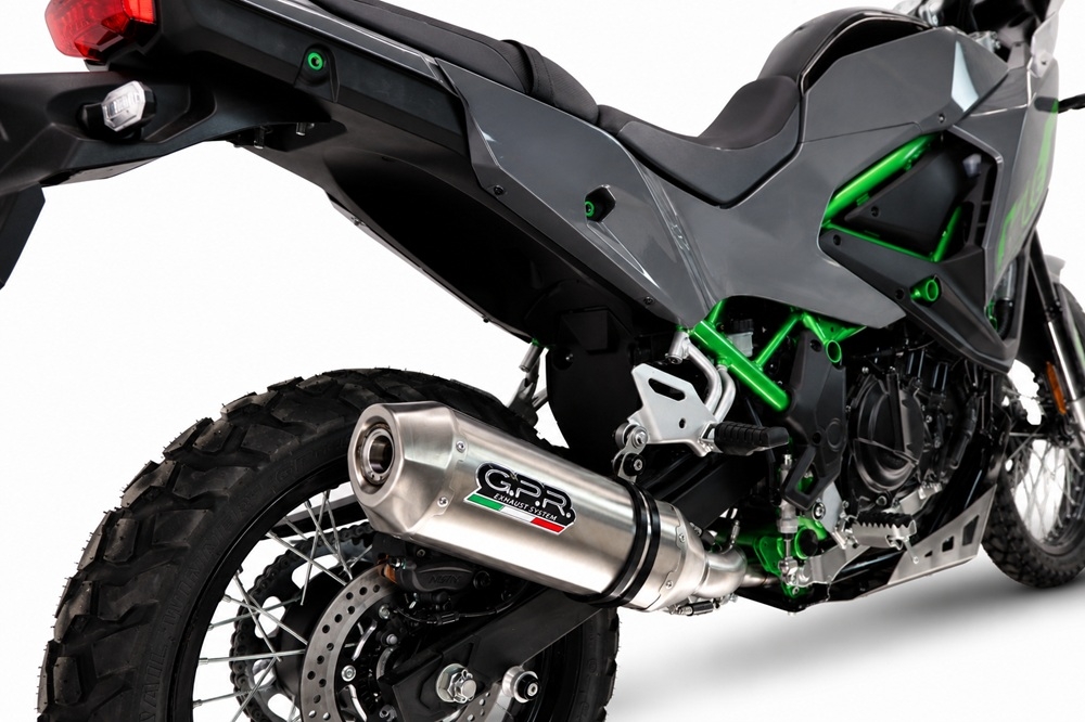 GPR escape compatible con Kawasaki KLE 500 2026-2027, PENTA ADVENTURE FULL TITANIUM, Escape legal, homologado, silenciador con db killer desmontable y tubo de conexión específico 