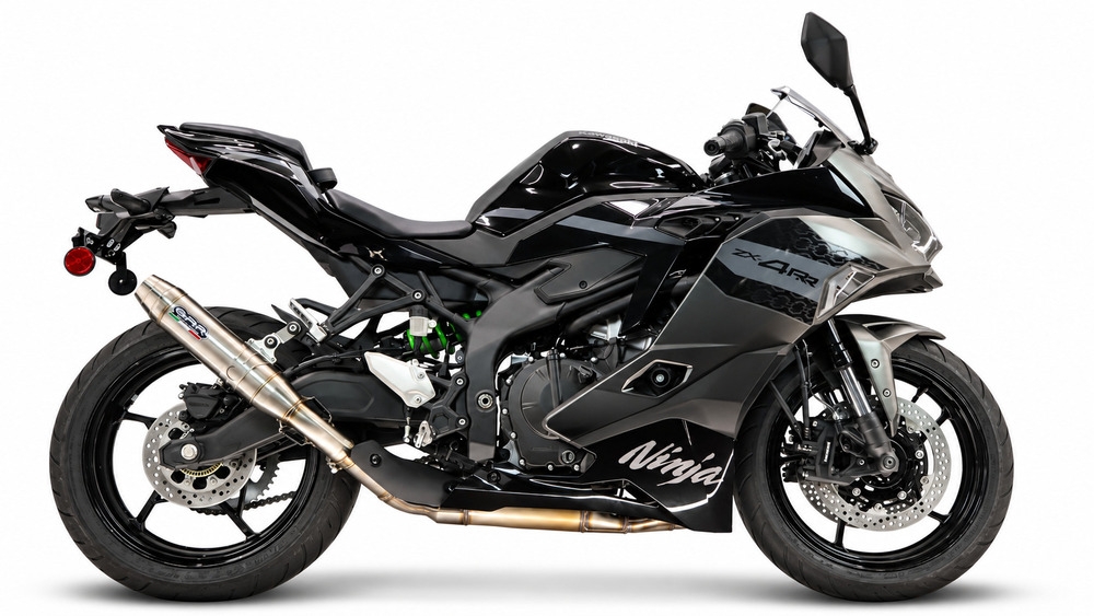 GPR escape compatible con Kawasaki Ninja ZX-4R 2023-2026, Deeptone Inox, Escape legal, homologado, silenciador con db killer desmontable y tubo de conexión específico 