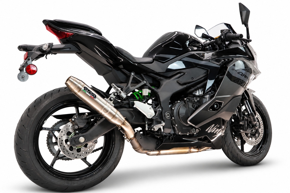 GPR escape compatible con Kawasaki Ninja ZX-4R 2023-2026, Deeptone Inox, Escape legal, homologado, silenciador con db killer desmontable y tubo de conexión específico 