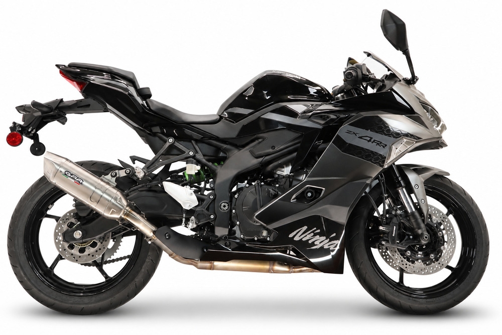 GPR escape compatible con Kawasaki Ninja ZX-4R 2023-2026, Furore-X Acciaio Inox, Escape legal, homologado, silenciador con db killer desmontable y tubo de conexión específico 