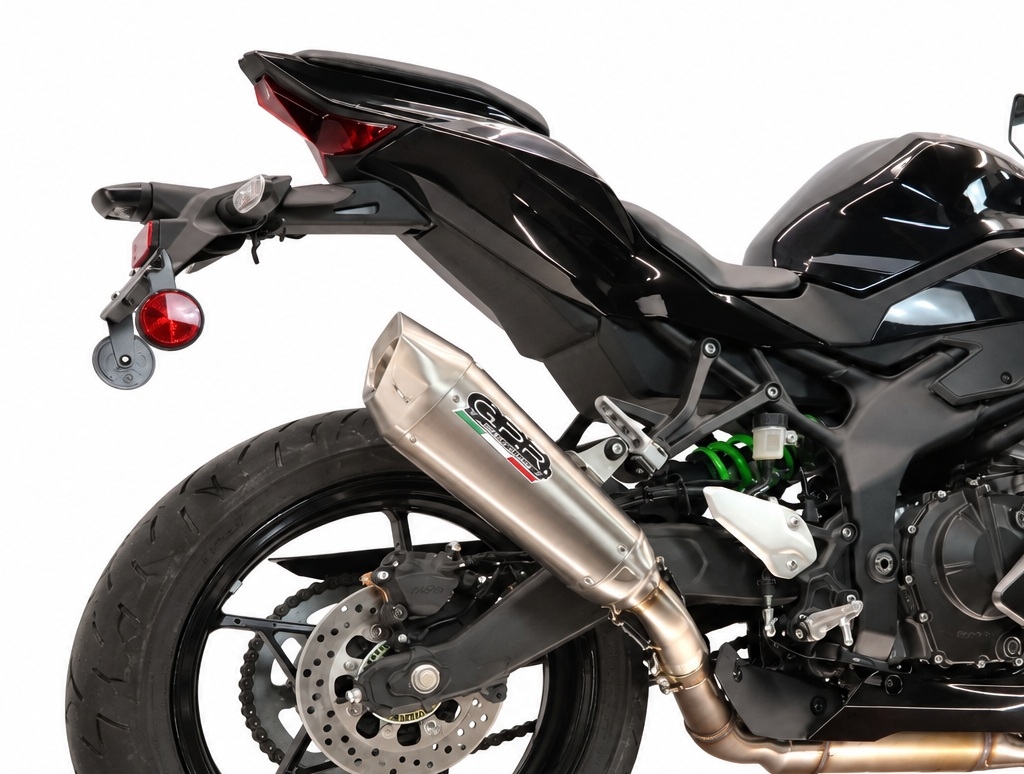 GPR escape compatible con Kawasaki Ninja ZX-4R 2023-2026, GP-Revo Titanium, Escape legal, homologado, silenciador con db killer desmontable y tubo de conexión específico 