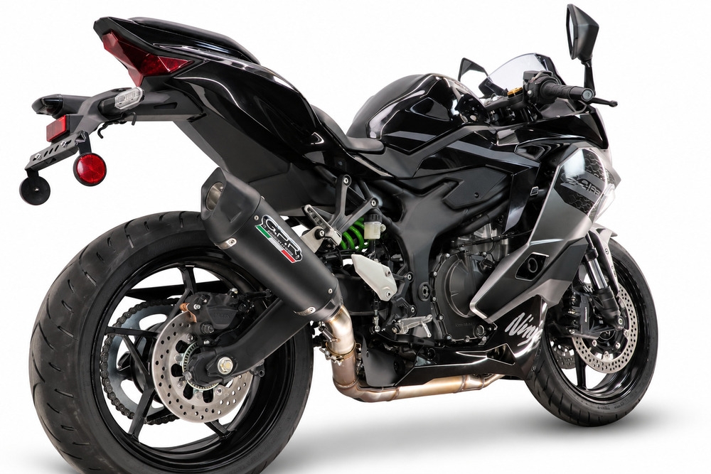 GPR escape compatible con Kawasaki Ninja ZX-4R 2023-2026, GP-Revo Black Titanium, Escape legal, homologado, silenciador con db killer desmontable y tubo de conexión específico 