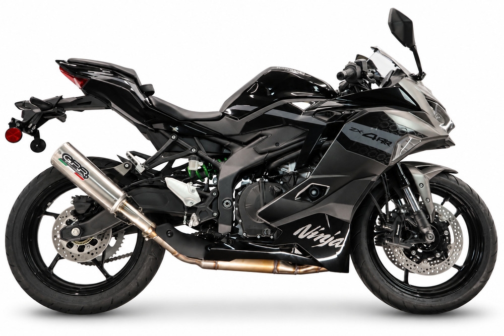 GPR escape compatible con Kawasaki Ninja ZX-4R 2023-2026, RP-M3 Inox , Escape legal, homologado, silenciador con db killer desmontable y tubo de conexión específico 