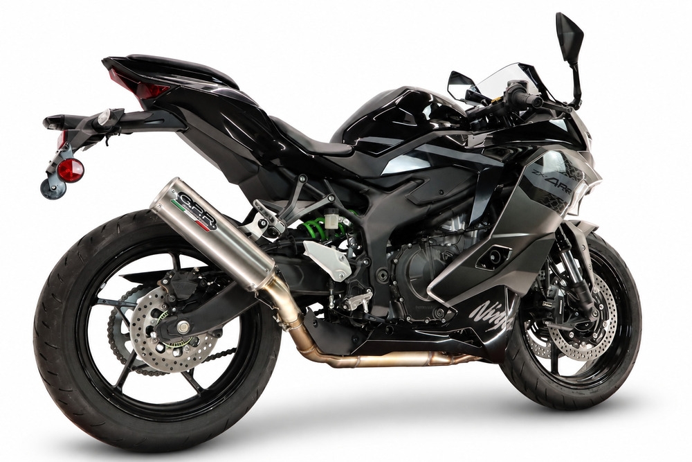 GPR escape compatible con Kawasaki Ninja ZX-4R 2023-2026, RP-M3 Inox , Escape legal, homologado, silenciador con db killer desmontable y tubo de conexión específico 