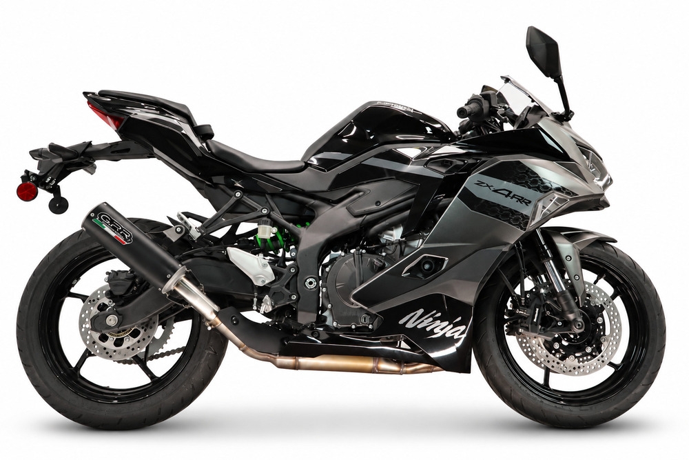 GPR escape compatible con Kawasaki Ninja ZX-4R 2023-2026, RP-M3 Black Titanium, Escape legal, homologado, silenciador con db killer desmontable y tubo de conexión específico 