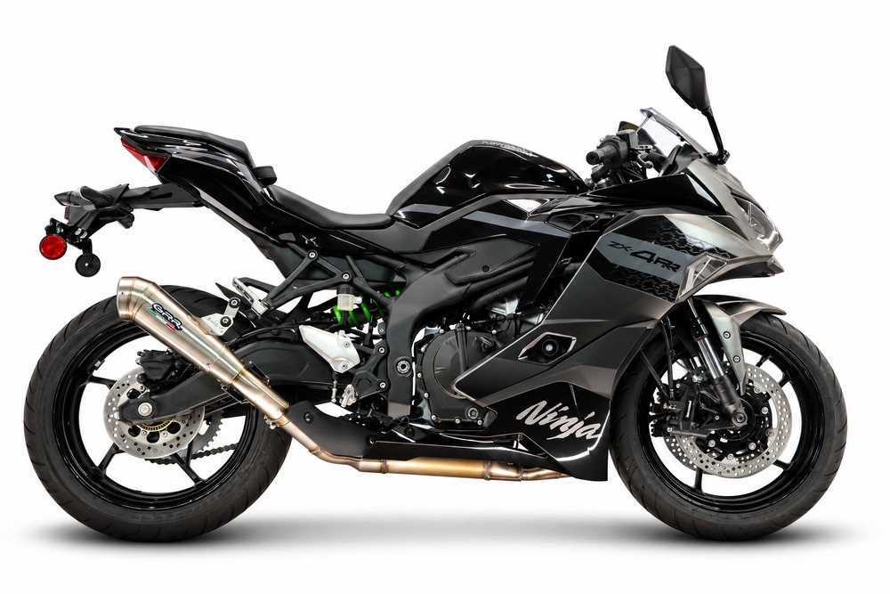 GPR escape compatible con Kawasaki Ninja ZX-4R 2023-2026, Powercone Evo, Escape legal, homologado, silenciador con db killer desmontable y tubo de conexión específico 