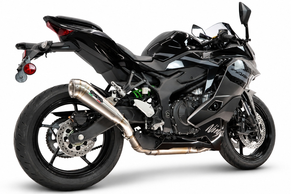GPR escape compatible con Kawasaki Ninja ZX-4R 2023-2026, Powercone Evo, Escape legal, homologado, silenciador con db killer desmontable y tubo de conexión específico 