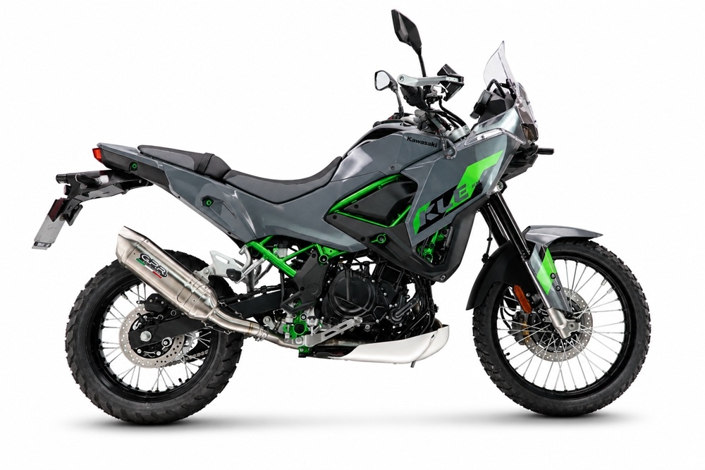GPR escape compatible con Kawasaki KLE 500 2026-2027, Furore-X Acciaio Inox, Escape legal, homologado, silenciador con db killer desmontable y tubo de conexión específico 