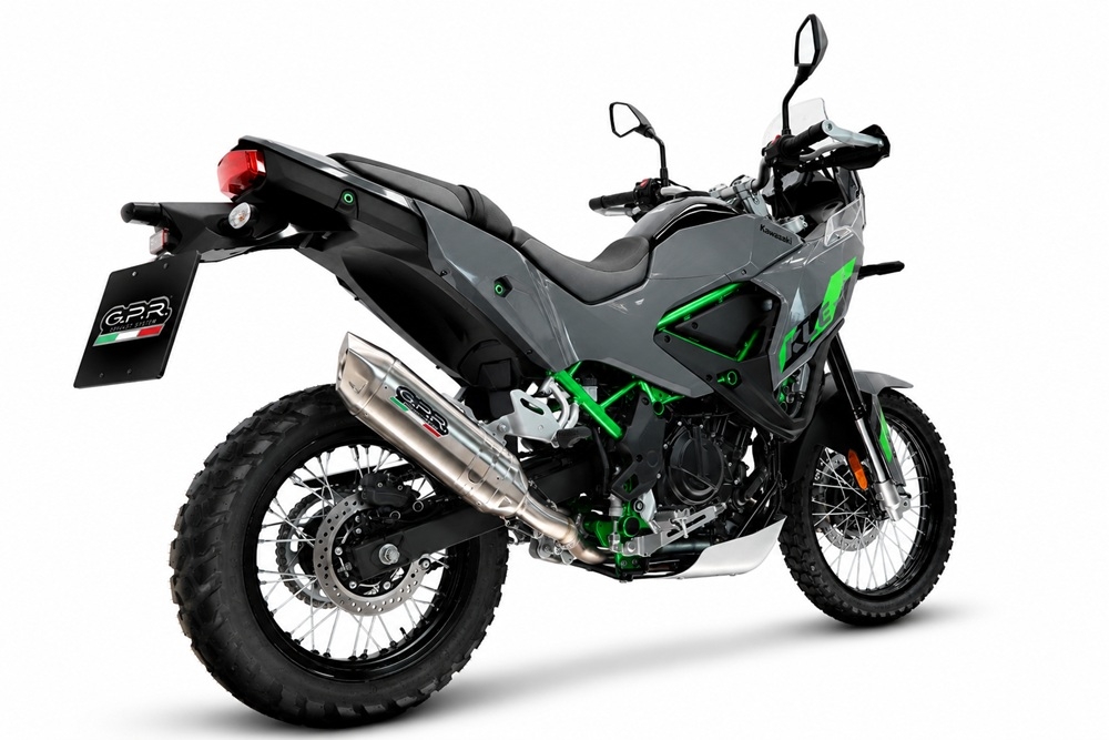 GPR escape compatible con Kawasaki KLE 500 2026-2027, Furore-X Acciaio Inox, Escape legal, homologado, silenciador con db killer desmontable y tubo de conexión específico 