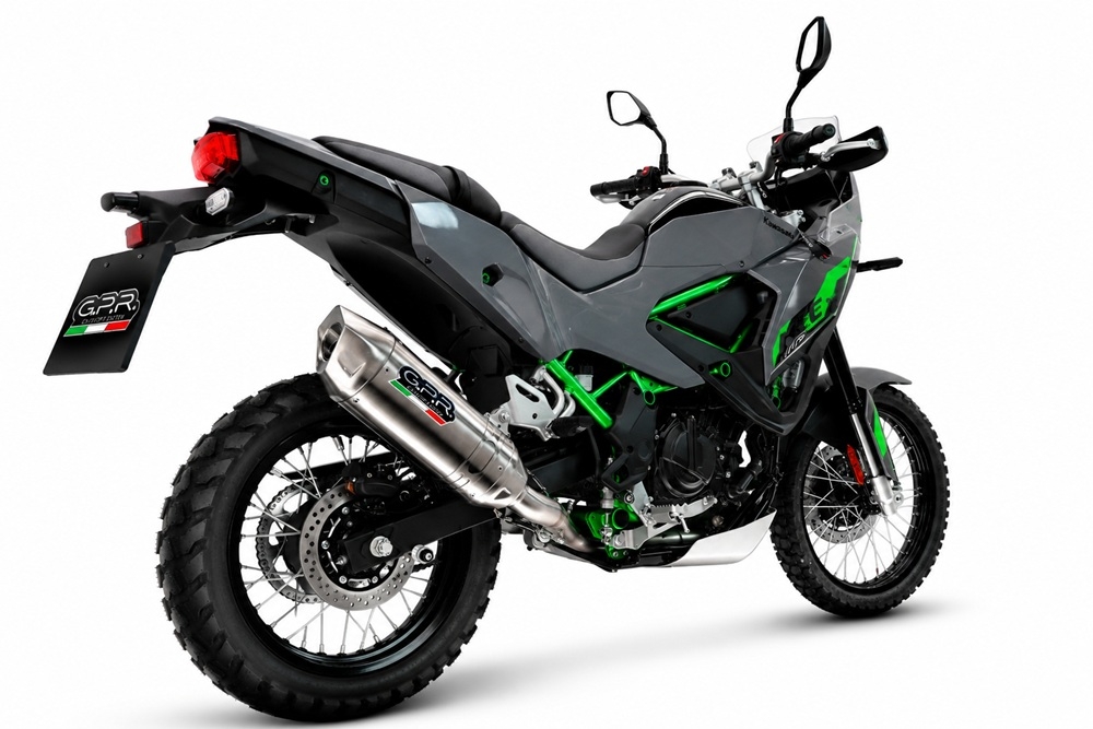 GPR escape compatible con Kawasaki KLE 500 2026-2027, Furore-X Acciaio Inox, Escape legal, homologado, silenciador con db killer desmontable y tubo de conexión específico 