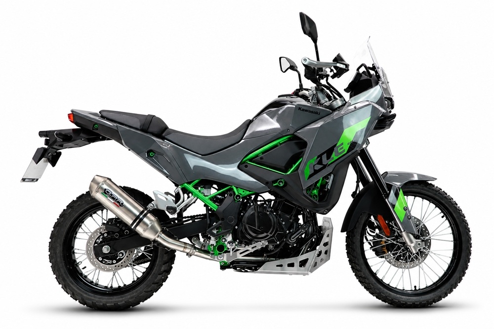 GPR escape compatible con Kawasaki KLE 500 2026-2027, PENTA ADVENTURE FULL TITANIUM, Escape legal, homologado, silenciador con db killer desmontable y tubo de conexión específico 