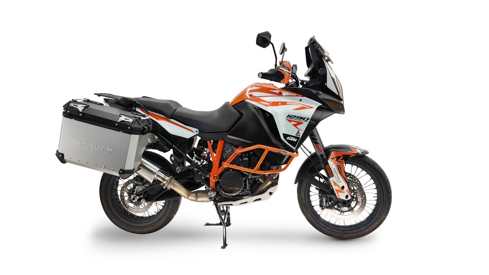 GPR TECH compatible con  Ktm Lc 8 Adventure 1090 2017/2020 e4 Par de maletas laterales en aluminio con lado derecho contorneado, color plata con portaequipajes específico Capacidad 38 LT. + 32 LT.