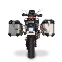 GPR TECH compatible con  Ktm Lc 8 Adventure 1090 2017/2020 e4 Par de maletas laterales en aluminio con lado derecho contorneado, color plata con portaequipajes específico Capacidad 38 LT. + 32 LT.