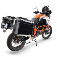 GPR TECH compatible con  Ktm Lc 8 Adventure 1190 2013/2016 e3 Par de maletas laterales en aluminio con lado derecho contorneado, color negro con portaequipajes específico Capacidad 38 LT. + 32 LT.