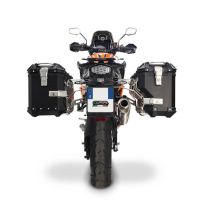 GPR TECH compatible con  Ktm Lc 8 Adventure 1190 2013/2016 e3 Par de maletas laterales en aluminio con lado derecho contorneado, color negro con portaequipajes específico Capacidad 38 LT. + 32 LT.