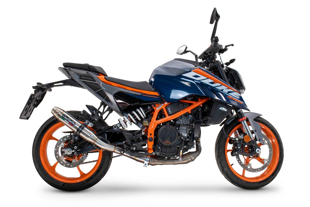 Escape compatible con Ktm Duke 200 2024-2025, Deeptone Inox, Escape legal, homologado, silenciador con db killer desmontable y tubo de conexión específico 