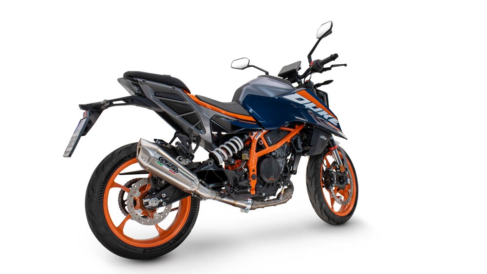 Escape compatible con Ktm Duke 390 2024-2025, GP-Revo Titanium, Escape legal, homologado, silenciador con db killer desmontable y tubo de conexión específico 